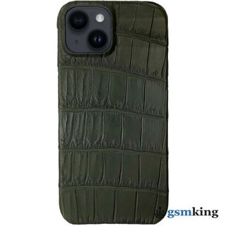 Leather Case for iPhone 14 Croco Green (Зелёный крокодил)