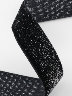 Бархатная лента с серебряным люрексом 20 мм