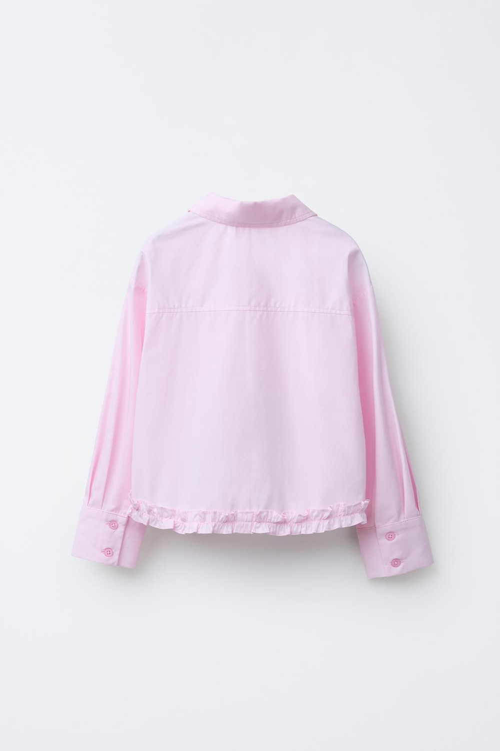 ZARA РУБАШКА С ВОЛАНАМИ СНИЗУ, РОЗОВЫЙ