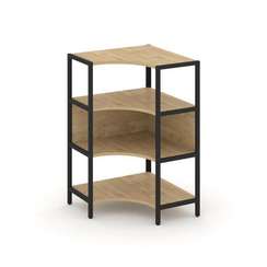 Shelf System Односекционный угловой стеллаж трехярусный SN.STMU-311 Тиквуд Светлый/Металл Черный 810