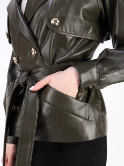 Кожаная куртка осень Турция тренч короткий
