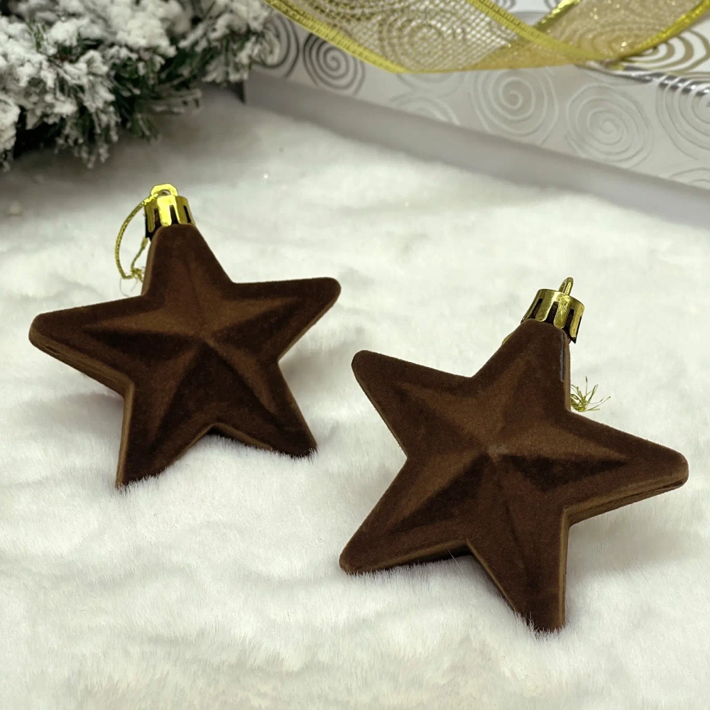 Набор ёлочных украшений VELOUR «Звезда» 8 см (набор 2 шт), Шоколад