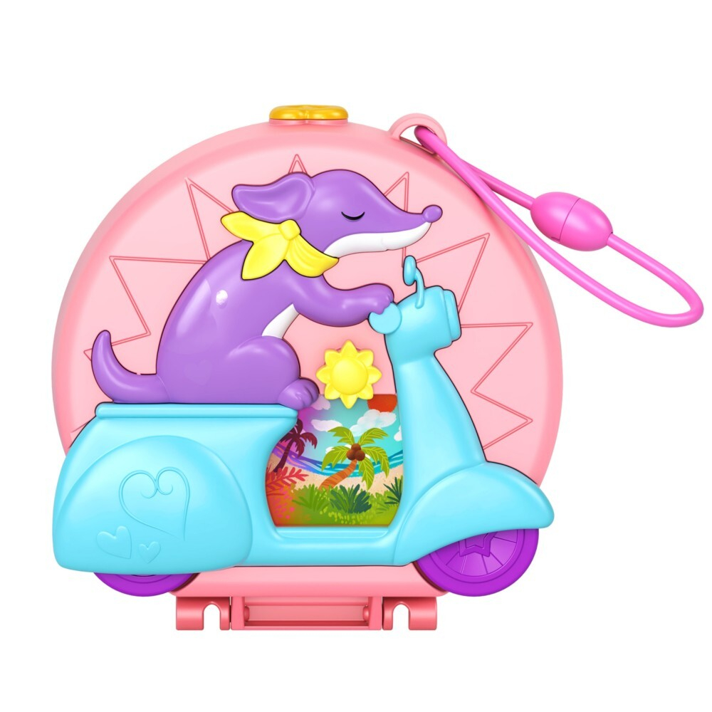 Polly Pocket - Собачка-скутер Компактный набор + 2 куклы + аксессуары HWN98 / артикул   JFG56 HWN98  / GTIN 194735217830