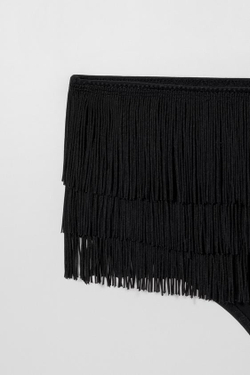 ZARA X KATE MOSS ШОРТИКИ-БИКИНИ С ОБОРКАМИ, ЧЕРНЫЙ