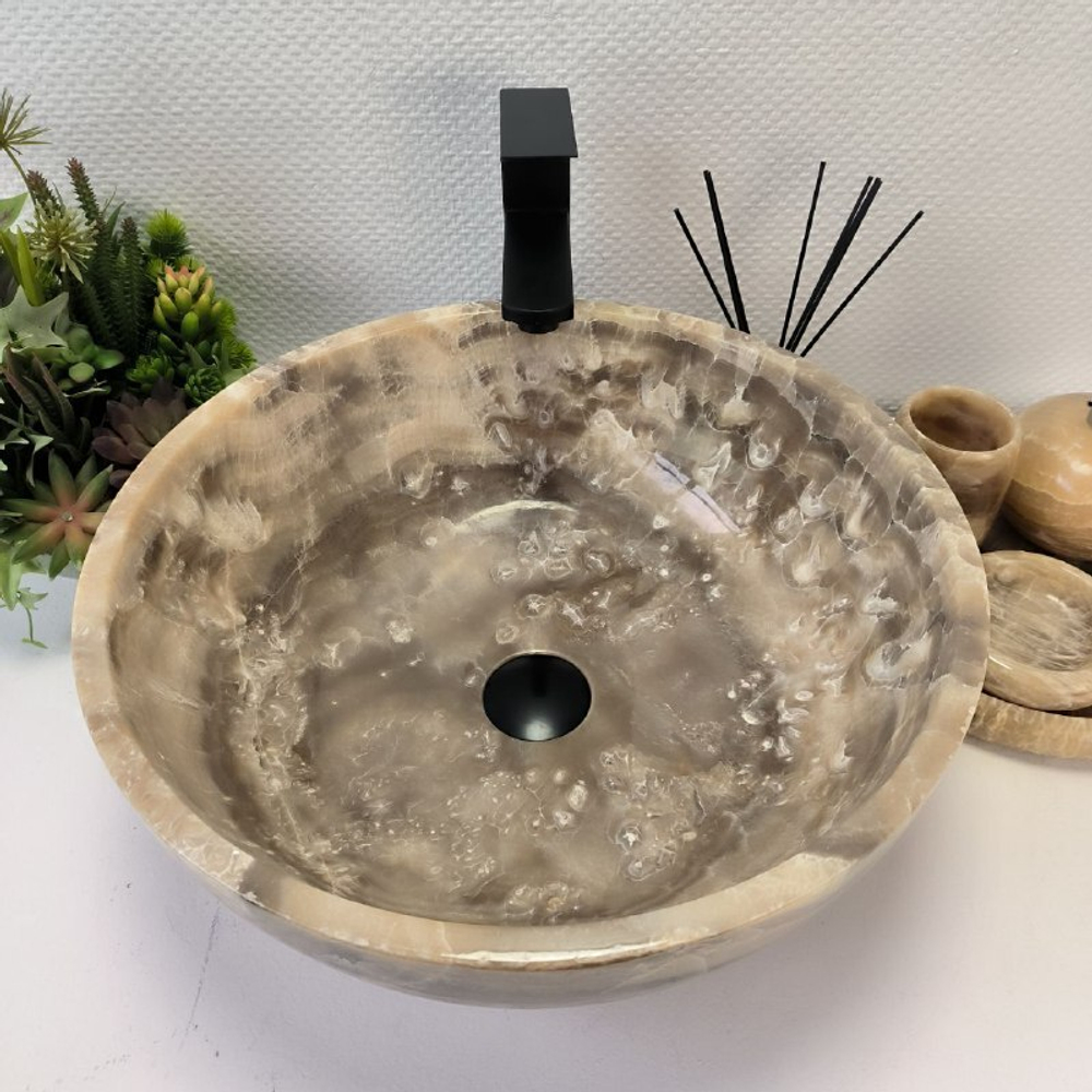 Раковина из оникса Bowl Grey TinLip BO-63005 45*45*17 42