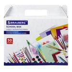Набор школьных принадлежностей в подарочной коробке BRAUBERG "ШКОЛЬНЫЙ УНИВЕРСАЛЬНЫЙ", 50 предметов, 880123