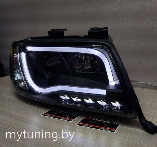 Передние фары led tube lights black для Audi A6 C5