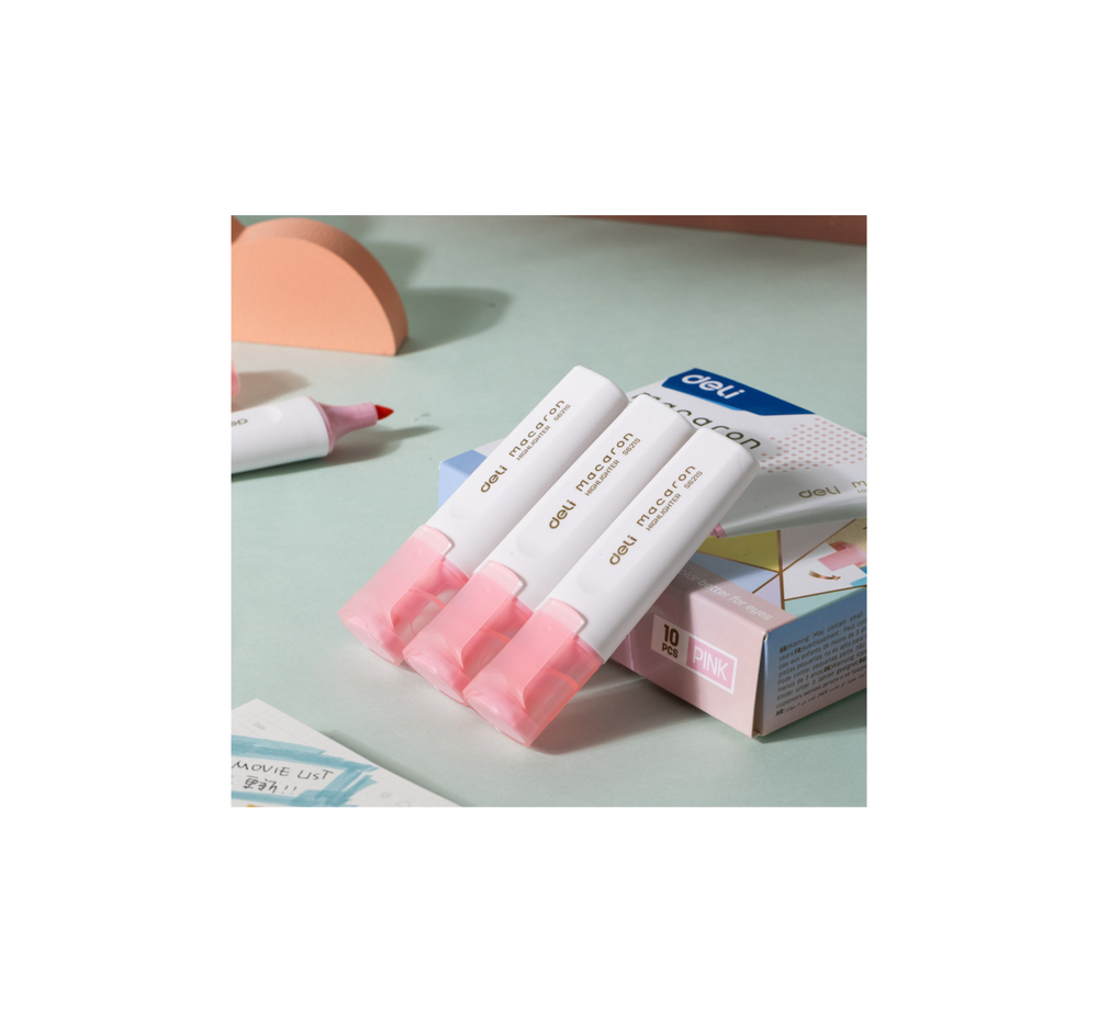 Маркер текстовыделитель DELI Macaron 1-5мм, скошенный, розовый ES621