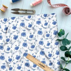 Ткань Ниагара Софт васильки на белом