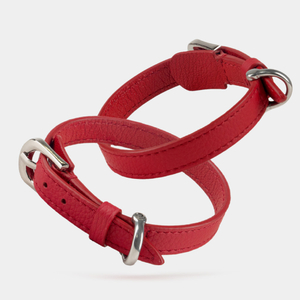 Ошейник Jumbo 13 мм из кожи теленка, красного цвета