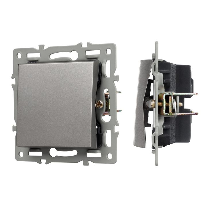 Механизм выключателя одноклавишный проходной SWT-MKP1-PL-GR (250V, 16A) Arlight 043716