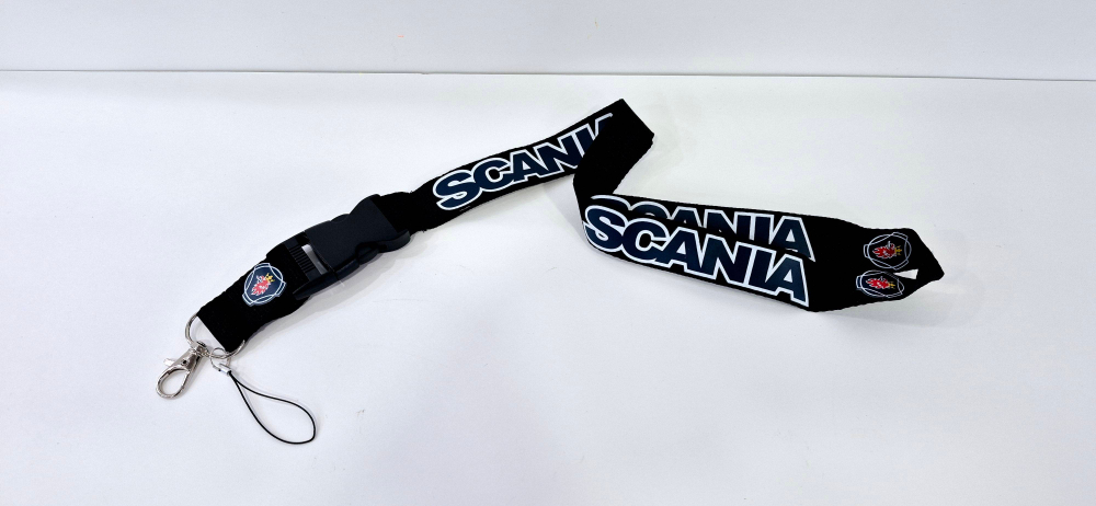 SCANIA (чёрный) Люкс / Брелок, шнурок для ключей на шею SCANIA (Скания), ланъярд, крафт, чёрный (1 шт)