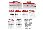 Набор диодов Schottky 1N4148/1N4007/1N5819/1N5399/1N5408/1N5822/FR107/FR207,8 видов = 100 шт