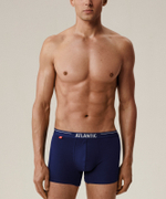 Мужские трусы шорты Atlantic, набор из 5 шт., хлопок, морская волна + бирюзово-зелёные + чёрные + серые меланж + тёмно-голубые, 5SMH-004