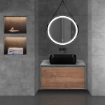 База под накладную раковину Mesa 800 подвесная, 1 выкатной/1 скрытый ящик soft close, T.Oak + Beton