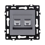 Розетка двойная Ethernet RJ45 Cat.6, серый Kollinger Asthetik AS-018GY