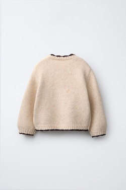 ZARA КАРДИГАН С ОЛЕНЯМИ, СВЕТЛО-БЕЖЕВЫЙ