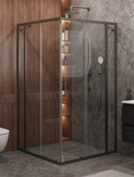 Душевой уголок Cezares MOLVENO-A-22-100+30-C-GM-IV, 130х130х195, профиль оружейная сталь, прозрачное стекло