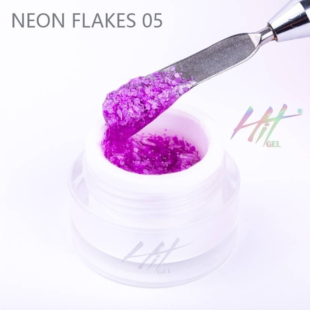 Гель-лак ТМ "HIT gel" №05 Neon flakes, цвет: фиолетовый, 5 мл