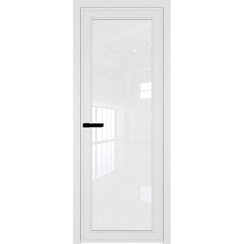 Межкомнатная алюминиевая дверь Profil Doors AGP 1 белый матовый RAL 9003 стекло триплекс белый