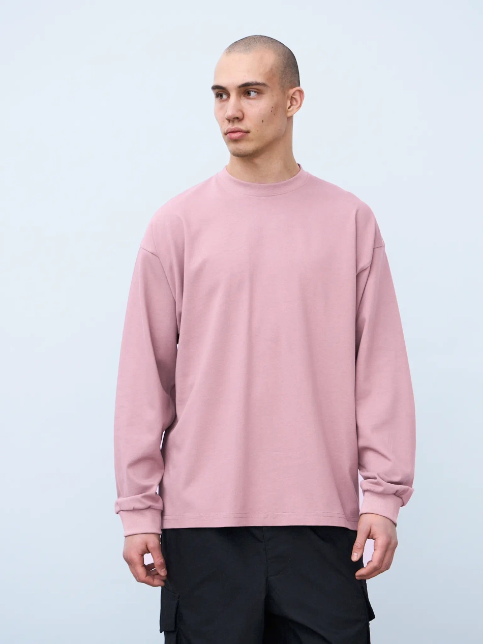 Лонгслив оверсайз (розовато-серый) 230 г