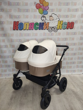 Коляска модульная для двойни Riko Basic Saxo 03 бежевый-коричневый