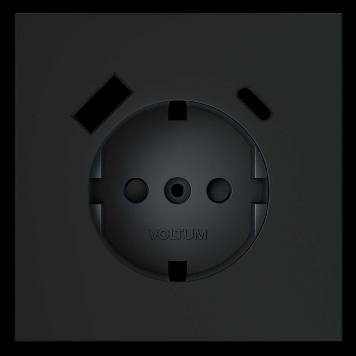 Накладка для розетки с заземлением и защитными шторками с USB A+C S70 (графит) Voltum VLS001007