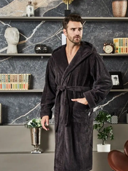 Халат мужской АДАМ с капюшоном Антрацит"Polens"