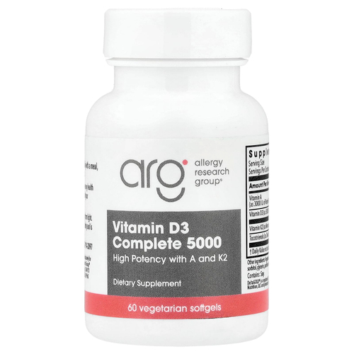 Allergy Research Group, полный витамин D3 5000, 60 растительных капсул