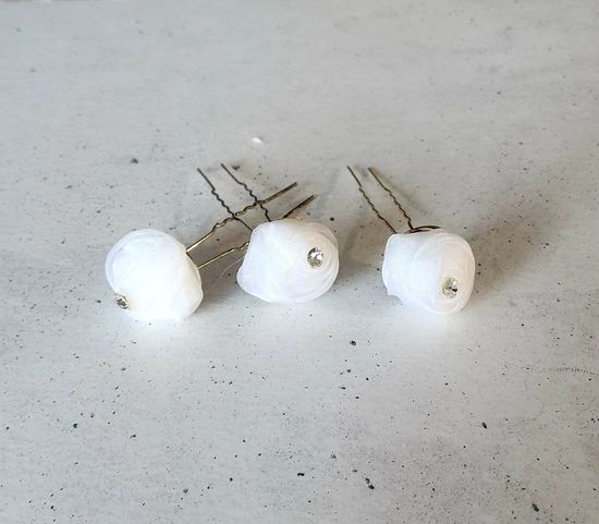 Набор шпилек "Розы" органза, 10 шт, белый