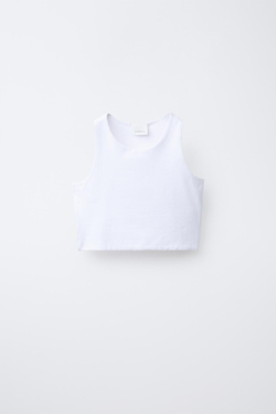 ZARA УКОРОЧЕННЫЙ ТОП НА БРЕТЕЛЯХ, БЕЛЫЙ