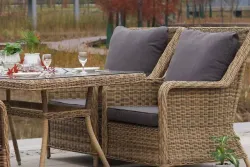 "Гляссе" обеденная группа из искусственного ротанга, цвет соломенный