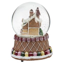 GAEM Фигурка декор в стекл шаре "Пряник" (подсв, муз, вьюга, AAAх3 н/п), D 9.5 см, L10,5 W10,5 H15 см