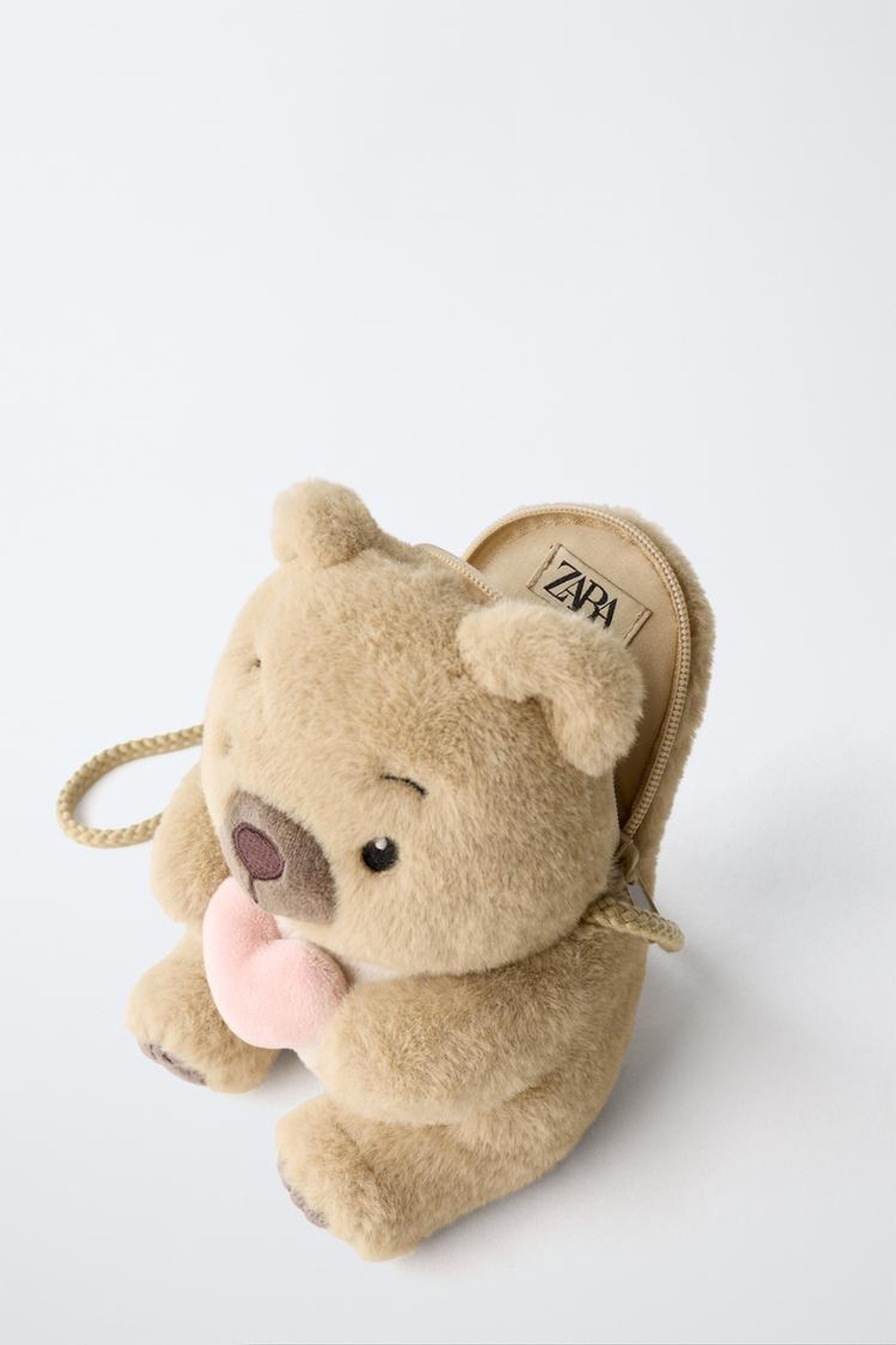 ZARA СУМКА-МЕДВЕЖОНОК В ФОРМЕ СЕРДЦА, БЕЖЕВО-КОРИЧНЕВЫЙ