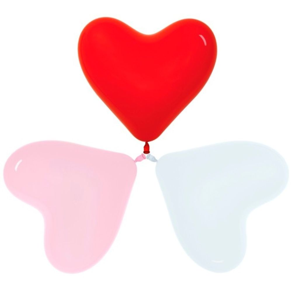 Сердца шары Sempertex, пастель, три цвета, 50 шт. размер 12&quot;