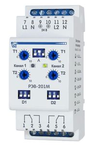 Реле времени двухканальное  РЭВ-201  Новатек-электро  220В. 50Гц. 0.1…220с.