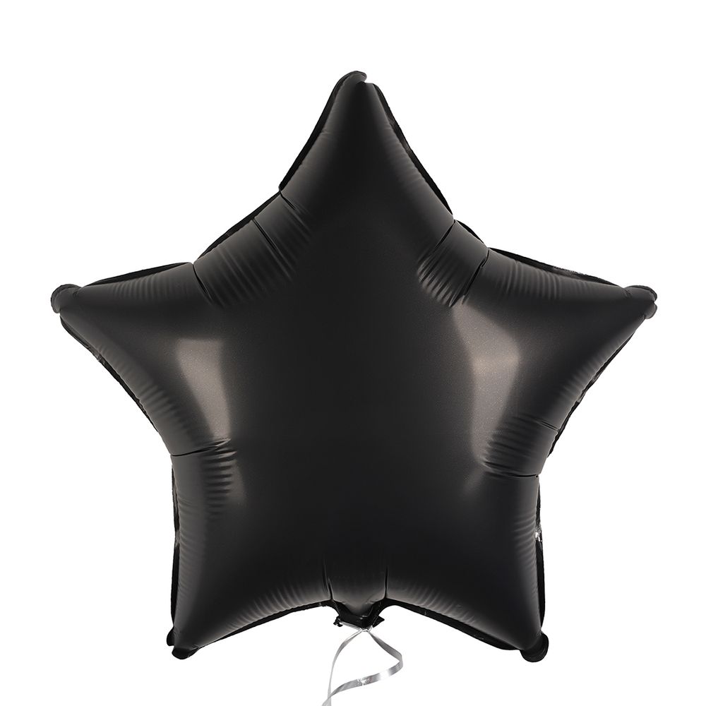Шар (18''/46 см) Звезда, Черный, Сатин, 1 шт.