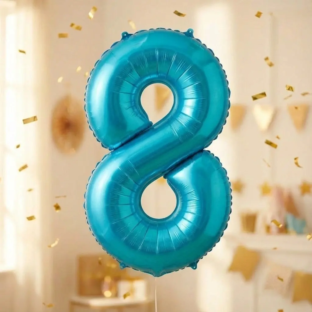 Шар фольгированный 32'/81см «Цифра «8» (голубой)