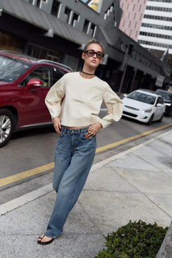 ZARA УКОРОЧЕННЫЙ ТОП С ОБЪЕМНЫМИ РУКАВАМИ, ЭКРЮ