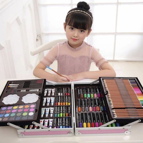 Чемодан для творчества 2х уровневый ЕДИНОРОГ РОЗОВЫЙ 145 предметов