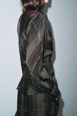 ZARA БРЮКИ-БАЛЛОНЫ В КЛЕТКУ ZW COLLECTION, СИНИЙ