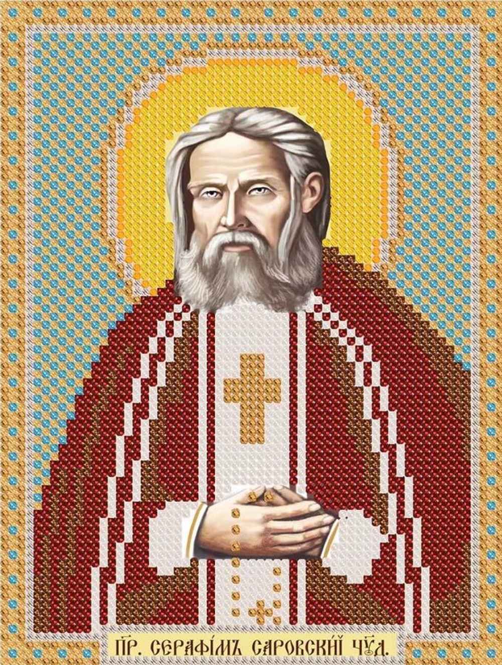 Ткань с рисунком  "Нова Слобода" №1 для вышивания бисером, 13 см х 17 см