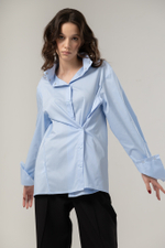 Рубашка оверсайз трансформер голубая