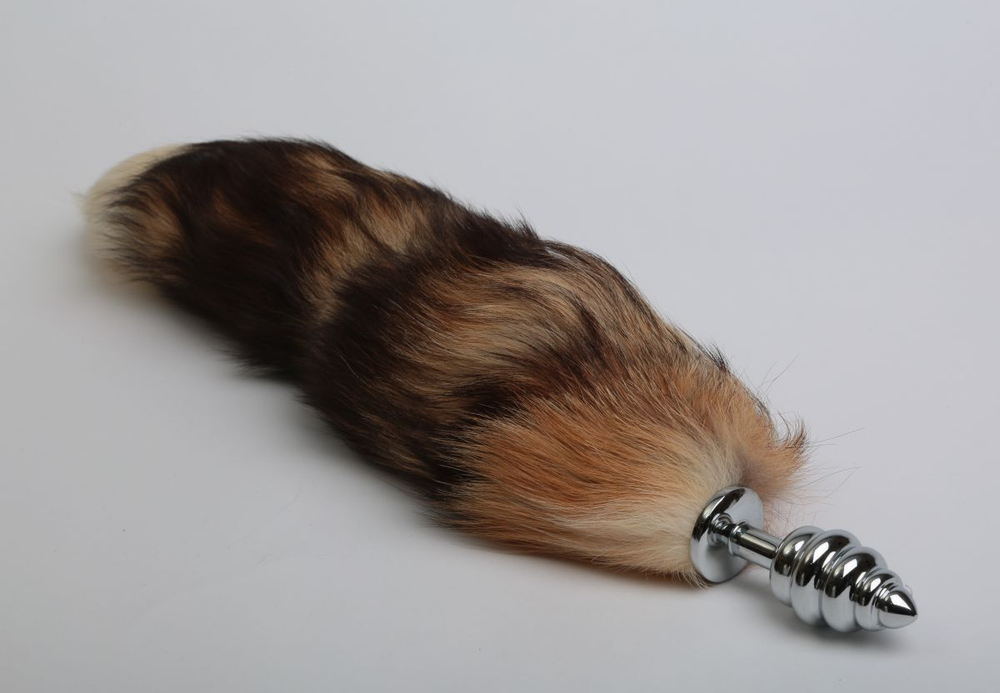 Серебристая анальная пробка с хвостом Королевская лиса (Цвет: коричневый)