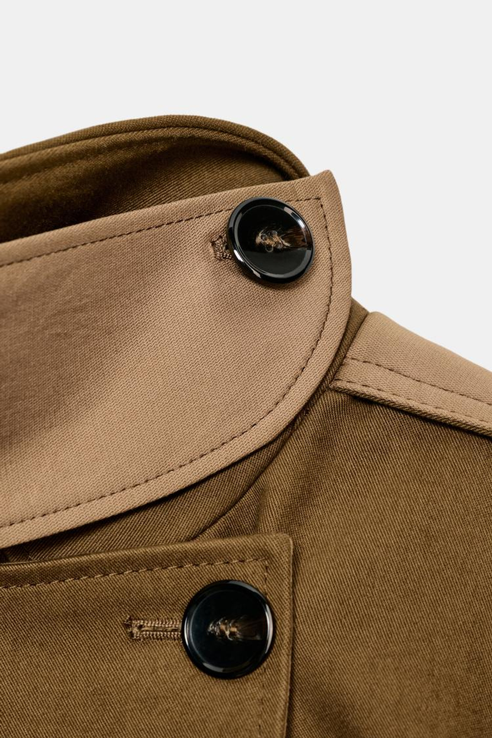 ZARA ДЛИННЫЙ КОМБИНИРОВАННЫЙ ТРЕНЧ — ZW COLLECTION, МЯГКИЙ КАШТАНОВЫЙ