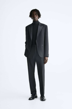 ZARA КОСТЮМНЫЕ БРЮКИ ПОД СМОКИНГ, ЧЕРНЫЙ