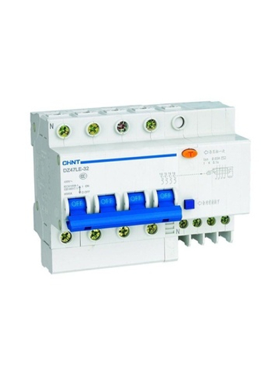 Выключатель автоматический дифференциального тока 4п C 20А 30мА тип AC 6кА DZ47LE-32 CHINT 199642
