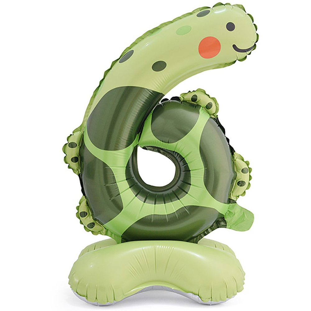 Шар Фольгированный Цифра 6 Зоопарк Черепаха на подст (Ассорти)
