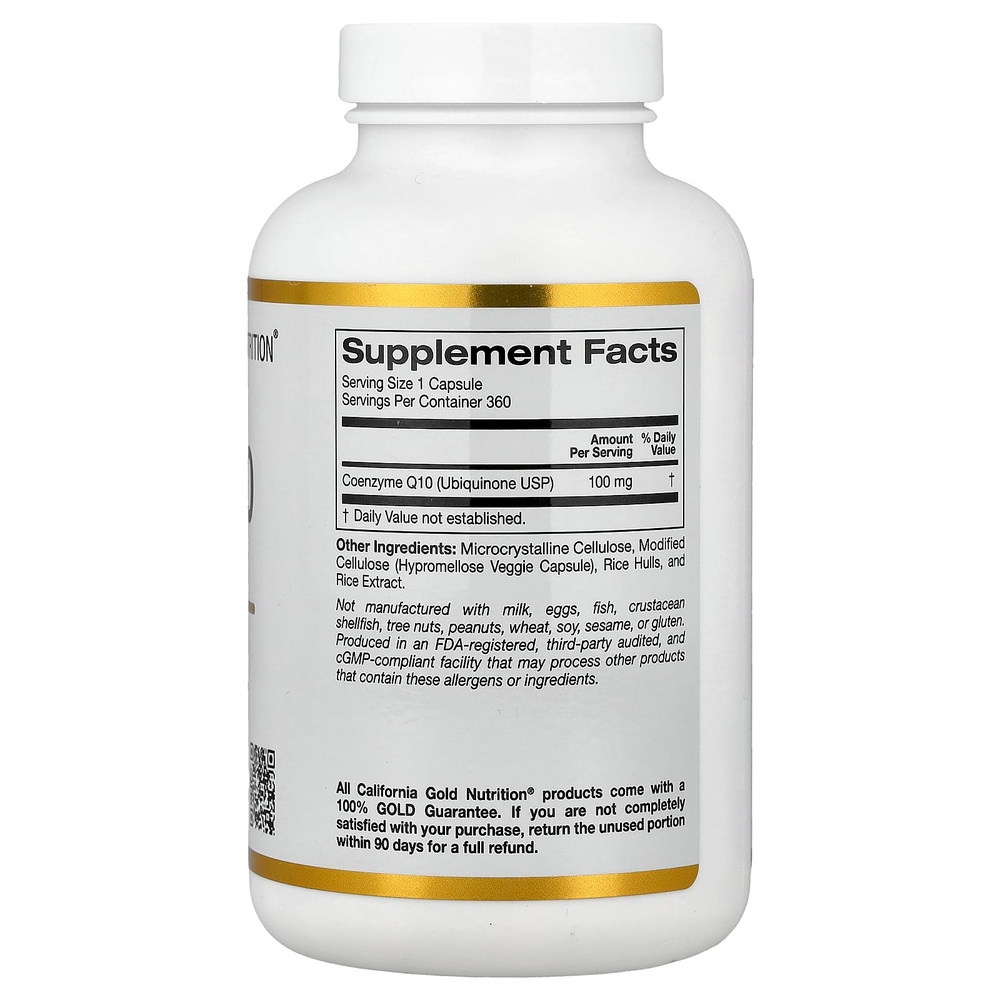 California Gold Nutrition, коэнзим Q10, убихинон класса USP, 100 мг, 360 растительных капсул