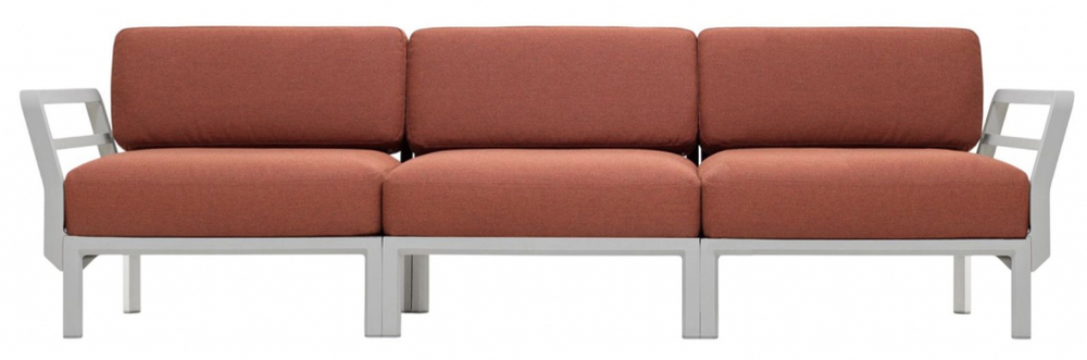 Диван пластиковый с подушками Nardi Maximo 3, гипс, корица